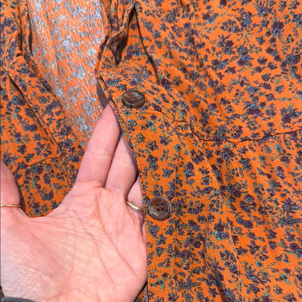 Urban Outfitters Orange & Blue Floral Midi Dress - Picture 4 of 4